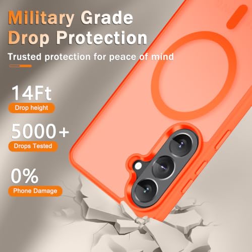 Image of YENAPOON for Samsung Galaxy S26 FE Case, Matte Magnetic Phone Cover, Orange