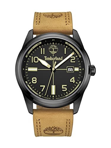 Montre Timberland pour homme Northbridge bracelet cuir montre noire 45mm TDWGB2230701