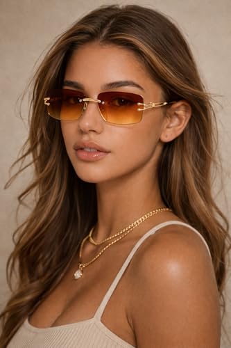 Dervin UV Protected Retro Rectangular Sunglasses Brown - Image 8