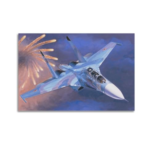Poster Su-27 tableau décoration moderne pour chambre ado et adulte en toile 40x60