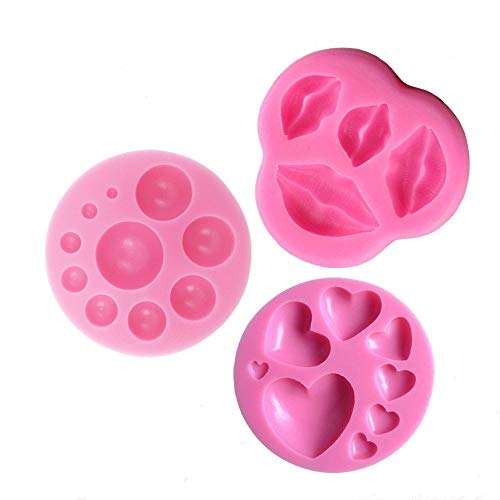 Wedding Fondant Cake Molds Set - Lips,Heart and Dot Silicone Candy Mold