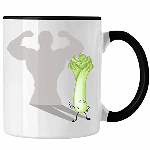 Trendation - Gym Tasse Fitness Geschenk Lauch Schatten Muskeln (Schwarz) Trendation - Gym Tasse Fitness Geschenk Lauch Schatten Muskeln (Schwarz)