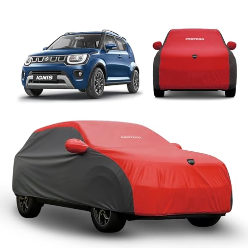 Image of PROTEGO Prime Series India's 1st Anti-Tear Car Cover for Maruti Suzuki Ignis | Heavy Duty, Custom Fit, All Weather | 100% Waterproof, Windproof & Hail Resistant | 2 Year Warranty | Red + Black