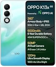 OPPO K13x 5G 6000mAh and 45W SUPERVOOC Charger & AI (Breeze Blue, 128 GB) (6 GB RAM)