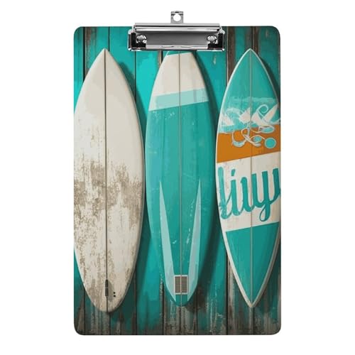 Planche de surf acrylique turquoise au design vintage épuré