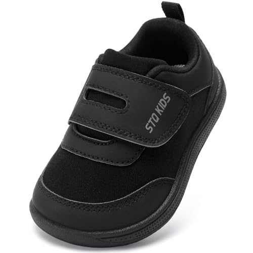 Toddler Shoes Boys Wide Toe Box Barefoot Sneakers Baby Walking Black Size 8