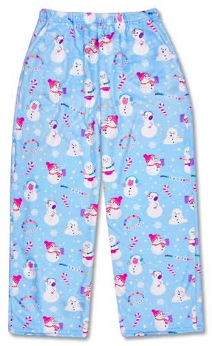 Image of iscream Big Girls Silky Soft Plush Fun Print Fleece Pants - Sweet Holiday Collection