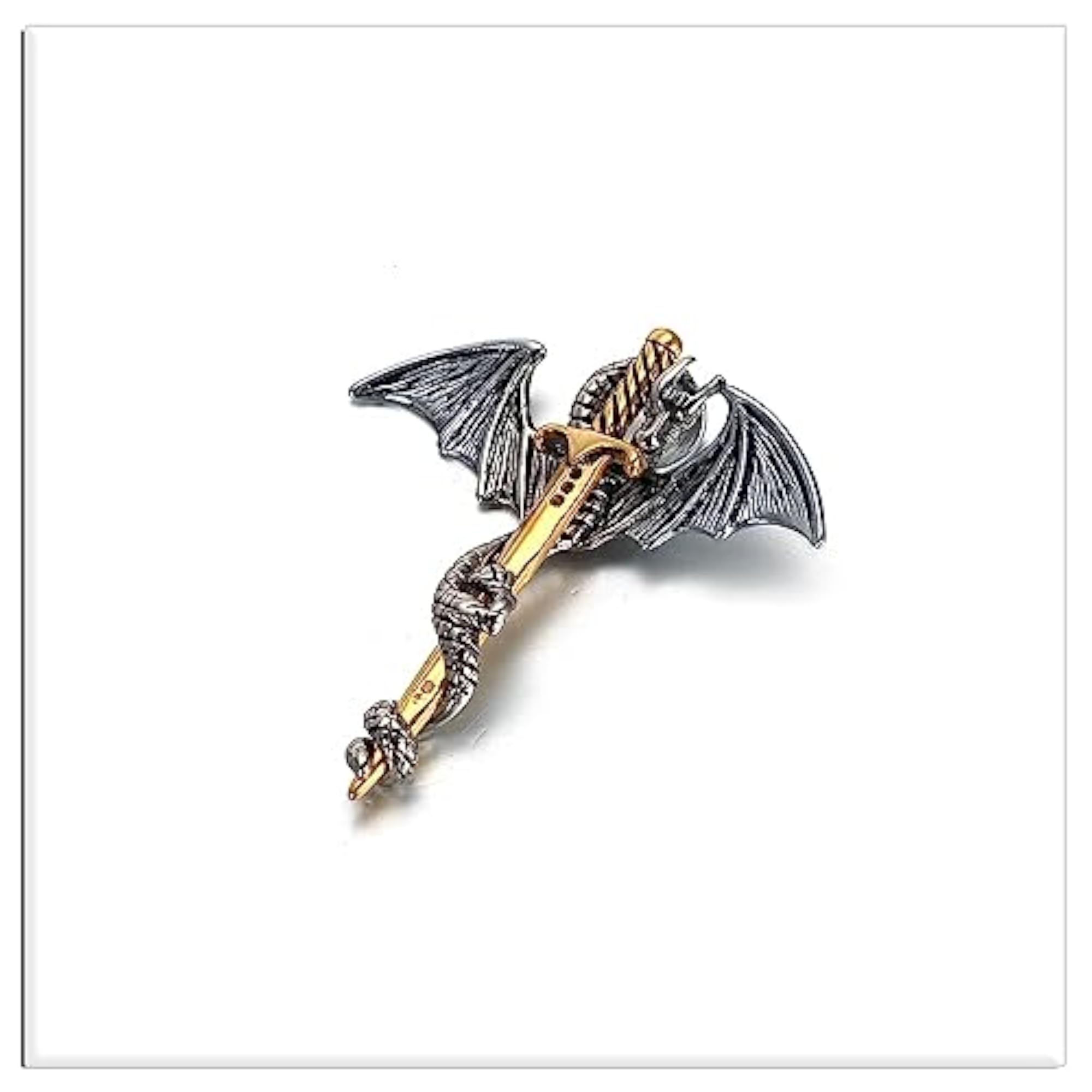 Men's Punk Stainless Steel Dragon Sword Wing Pendant Necklace