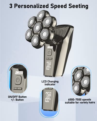 Head Shavers For Bald Men, Jimster Electric Shavers For Bald Head Cordless, Bald Head Shavers For Men, 5-In-1 Men's Electric Shaver, Ipx7 Waterproof 7D Rotary Shaver Grooming Kit With Type-C Charge #TOP5
