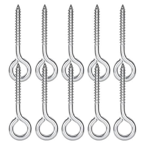 IMScrews 10-Pack Stainless Steel Heavy Duty Screw Eyes, #18 x 3-1/4 Inch, Lag Eyebolt for Hanging, Rust-Resistant Long Eyelet Screws, Ideal for Indoor and Outdoor Use Cover