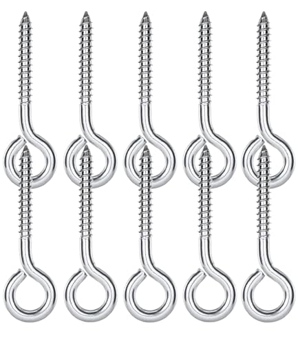 IMScrews 10-Pack Stainless Steel Heavy Duty Screw Eyes, #18 x 3-1/4 Inch, Lag Eyebolt for Hanging, Rust-Resistant Long Eyelet Screws, Ideal for Indoor and Outdoor Use