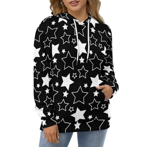 Sweats à capuche imprimé étoiles bicolore pull manches longues
