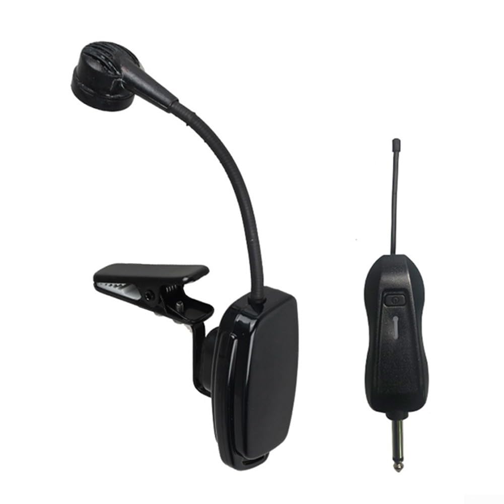 Jayruit Microfono wireless per sassofono, microfono UHF senza fili per sassofono Erhu tromba Sax trasmettitore (1 in 1 per Erhu)