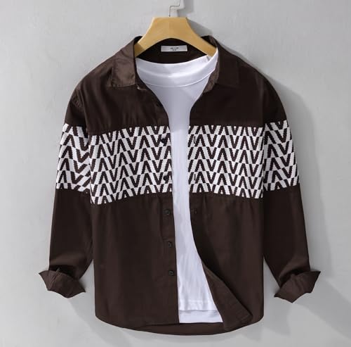 Image of Afflatus Men's Casual Shirt with Geometric Print | Premium Cotton Full Sleeve Shirt for Men | Stylish Regular Fit Fashion Trend | Casual, Party & Smart Casual Wear