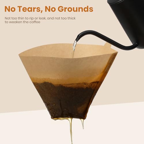 image for AOZITA 200 Count #4 Cone Coffee Filters 8-12 Cup, Unbleached Natural C