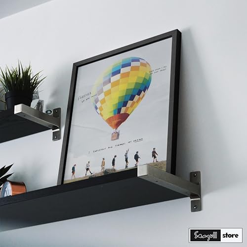 Image of Seagull Store BTS Young Forever Hot Air Balloon Framed Poster | 8x12 Inch | 300 GSM Art Paper | Matte Laminated | Black Frame | Ready to Hang Wall Decor for Bedroom & Office
