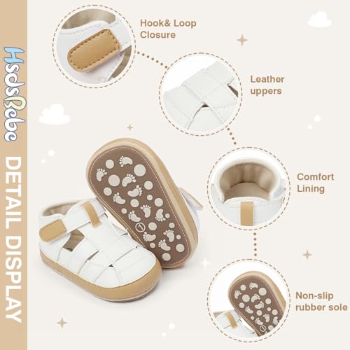 Image of HsdsBebe Baby Boys Girls Pu Leather Hard Bottom Walking Sneakers Toddler Rubber Sole First Walkers Infant Cartoon Slippers Crib Shoes