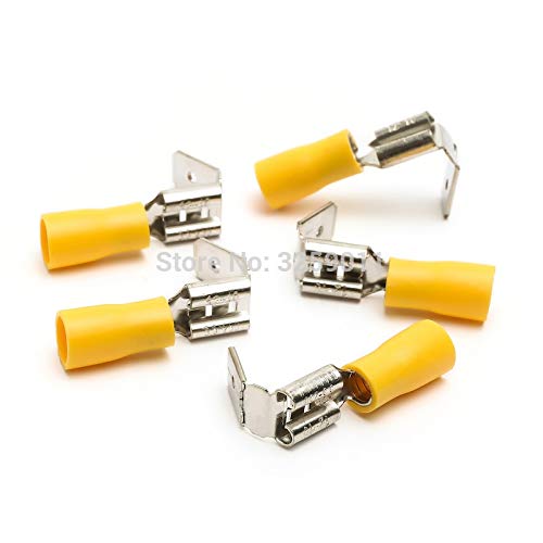 Davitu Electrical Equipments Supplies - 500pcs 12-10 AWG Gauge Semi Insulated PiggyBack Spade Electrical Quick Splice Crimp Terminals Connectors Yellow