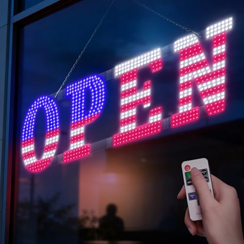 LemonNova 40" x 14" American Flag LED OPEN Sign with
