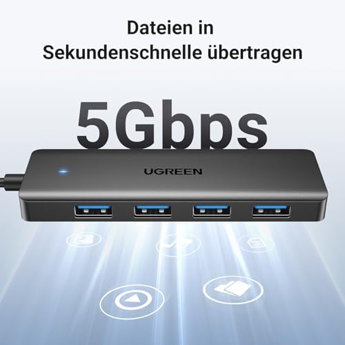 UGREEN 4-Port USB 3.0 Hub Splitter 5Gbps USB Multiple Connector Splitter for MacBook, iMac, Surface, Dell, Thinkpad, USB Stick, Mobile HDD, Desktop PC and More (15 cm) - View 5