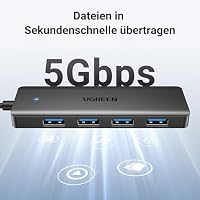 UGREEN 4-Port USB 3.0 Hub Verteiler 5Gbps USB Mehrfachstecker Splitter für MacBook, iMac, Surface, Dell, Thinkpad, USB Stick, Mobile HDD, Desktop PC und mehr (15cm) – Ansicht 3