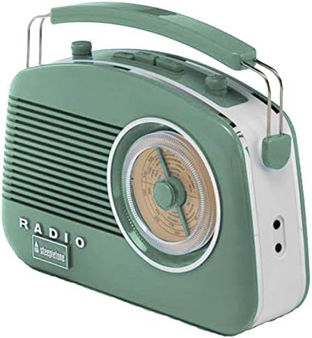 Steepletone Brighton 1950's Portable Retro Style Rotary Radio - Green/White