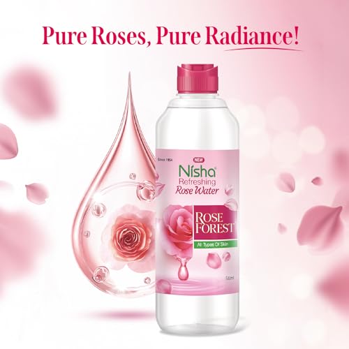 Image of Nisha Refreshing Rose Water For Face 500ml | Gulab Jal For Face | Skin Toner For Glowing and Hydrating Skin | Pore Tightening | Balances pH | Makeup Remover| All Skin Types | Face Toner For Women & Men