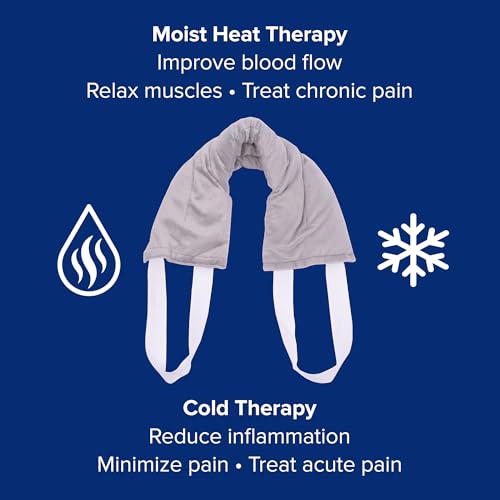 Image of Bed Buddy Hot and Cold Neck Wrap, Microwavable Heating Pad & Cold Pack for Neck, Sore Muscles - Moist Heat Therapy Wrap, Grey, Unscented
