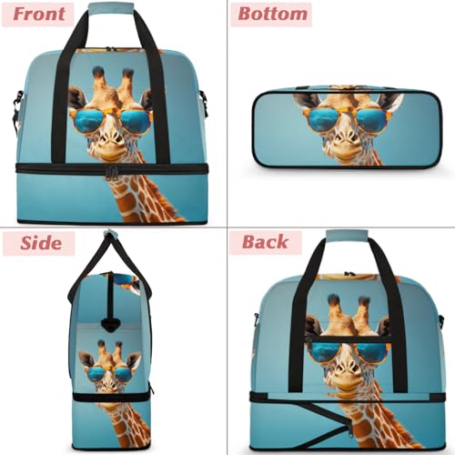 Large Weekender Overnight Bags Funny Animal Giraffe Travel Duffel Bag for Women Men Gym Bag With Shoe Compartment Foldie Travel Tote Bag Carry On Personal Item Bag for Travel Gym Sports3