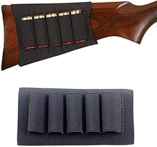Rifle Hunting Tactical Shotgun Pouches 5 Butt Cartridges Stock Shell Holder Elastic Fabric Ammunition Carrier Pouch - ACEXIER