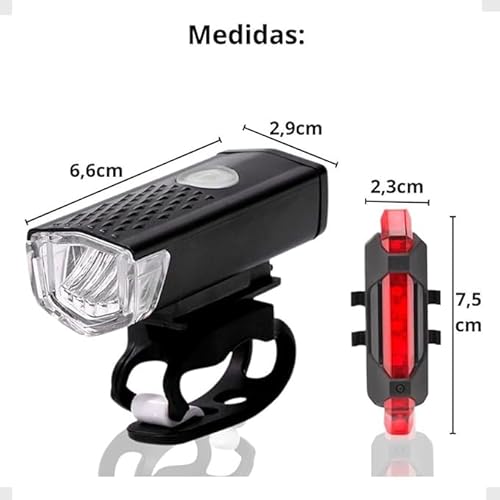Kit Lanterna E Farol Bicicleta Recarregável, Conjunto de Luzes Led Para Bike Resistente a Água vário