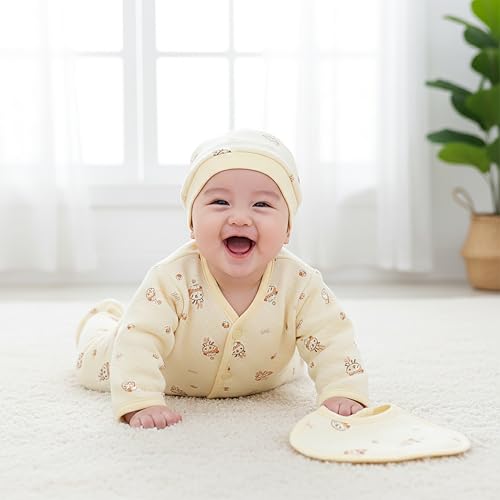 Image of Presents New Born Baby Winter Wear Printed Baby Clothes 5Pcs Sets 100% Cotton Boys Girls Unisex Baby Cotton /Winter or Flannel Suit Infant Clothes