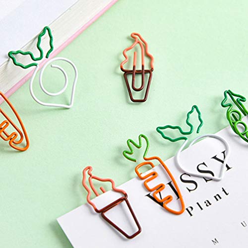 Toyvian 20 clipes de papel fofos, grampos de papel de ervilha, clipes de fichário, marcador de págin