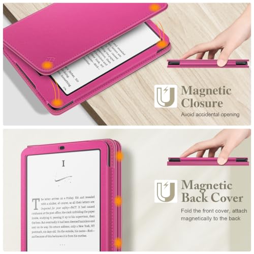 Image of Fintie Case for 7 inch /6.8 inch Kindle Paperwhite(12th /11th Generation-2024 /2021) and Kindle Colorsoft Signature Edition -Slim Foldable Stand Cover Auto Wake /Sleep for Paperwhite 2024, Magenta