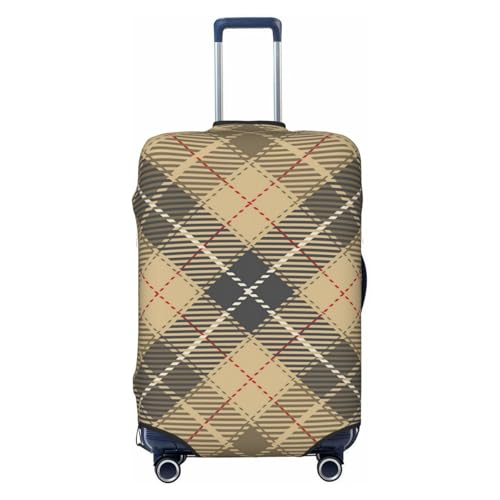 Tartan-Red-Brown-Beige-And-White-Plaid-Tartan-Flannel-Shirt-S-Tre Luggage Cover, Protective Washable Suitcase Cover - Travel Fashion Elastic Suitcase Protector X-Large