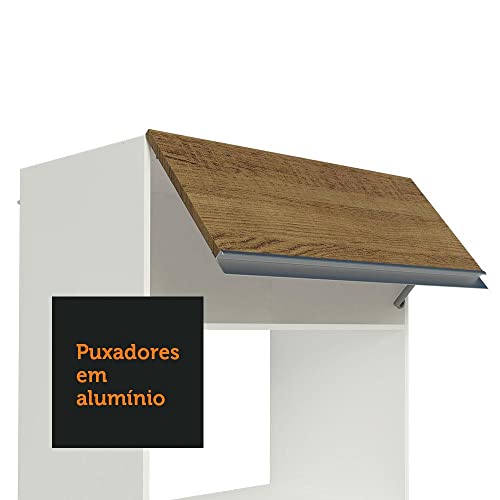 Cozinha Completa 100% MDF Madesa Smart 300 cm Modulada Com Armário e Balcão - Branco/Rustic/Crema