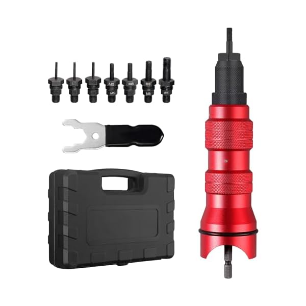 JUSTOOL Nietmuttern Adapter Kit Gewinde Nietmutter Pistolen Werkzeugsatz Bohrer Nietmutternaufsatz Profi Nietaufsatz für Nietgerät Profi Nietmutternaufsatz Bohrmaschine für Nietmuttern M3-M10