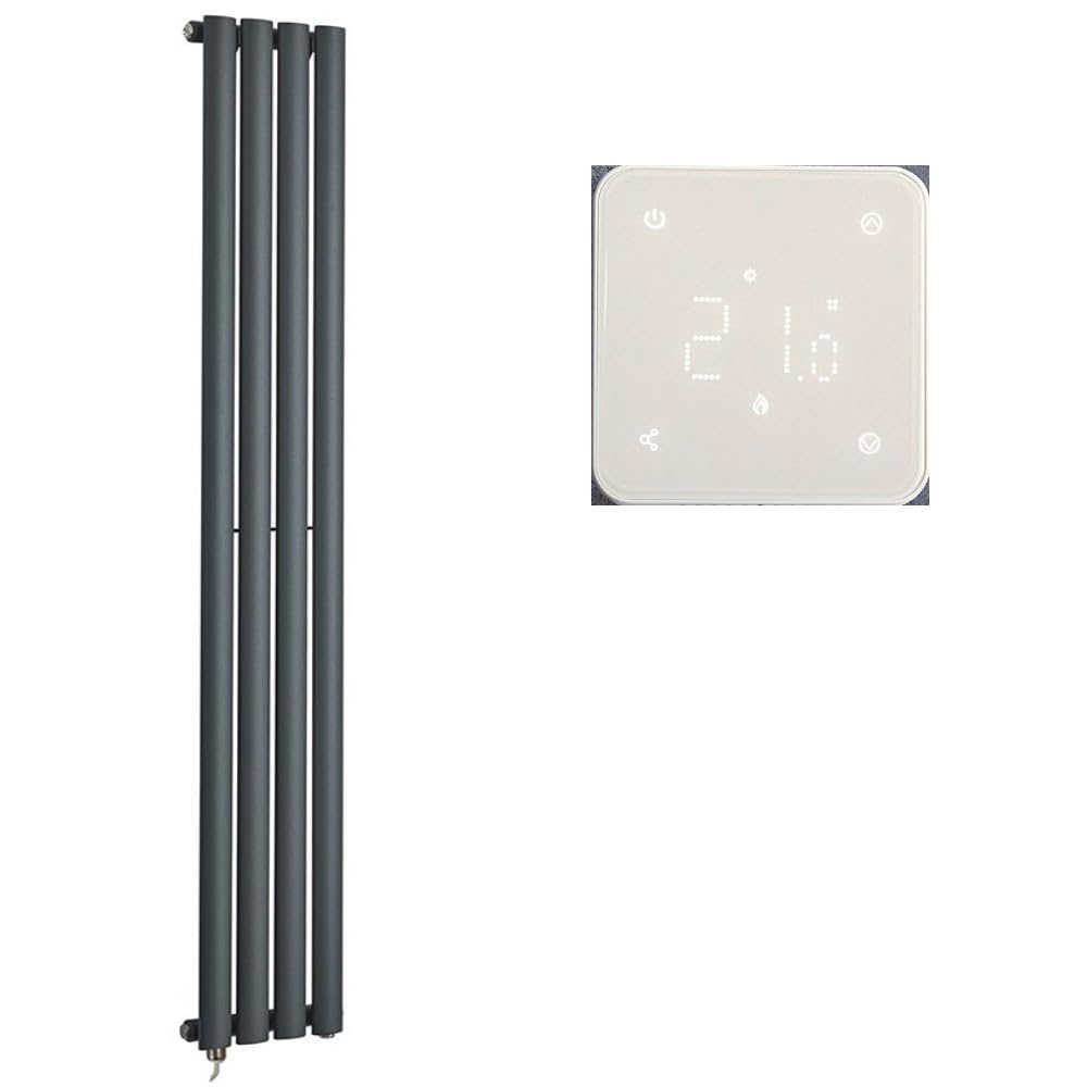 Milano Aruba 600W Anthracite Vertical Single Oval Panel WiFi Electric Radiator - 1600mm x 236mm