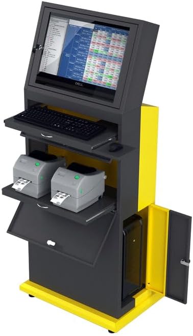 Mobile Industrial Computer Cabinet V3 – Free‑Standing 19–24″ Workstation – RAL 1018 Yellow – STURDX
