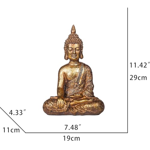 Estatua de Buda Sentado de Resina Dorada 11.42 in miniatura 4