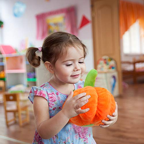 4 Pieces Stuffed Pumpkin Fluffy Pumpkin Plush Toy Thanksgiving Halloween Pumpkins Decorative Couch Throw Pillow Pumpkin Toys Gift For Kids Toddlers Babies Orange #TOP4