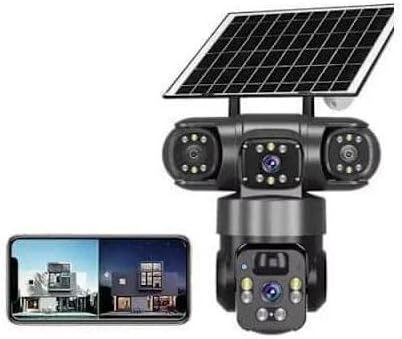 Latest Triple Lens 4G Solar CCTV Camera – Wireless Outdoor PTZ Security Camera with Night Vision, Motion Detection, SIM Card & V380 Pro App