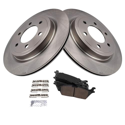 Image of TRQ Rear Brake Pad and Rotor Set Ceramic Compatible with 2021 Ford F-150 Expedition 2022 Lincoln Navigator
