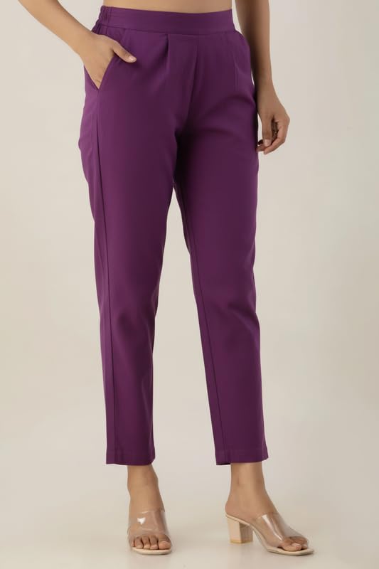 Image of Regular Fit Cotton Woman Trousers Pants Kurti Pant Casual Daily Formal Office Use