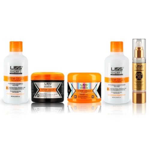 Liss Expert Professional Stem Cells Smoothing Treatment – includes shampoo, conditioner, Magic Ai mask and Argan Oil - Organic Keratin & Argan Oil – for Frizz-Free Repair & Shine