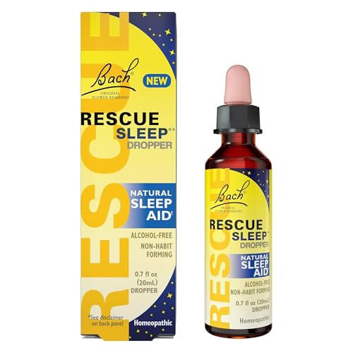 Bach RESCUE SLEEP Dropper 20mL Natural Sleep Aid Homeopathic Flower Essence Free of Melatonin Sugar & Gluten Family-Friendly Non-alcohol Formula