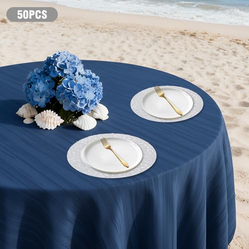 50 Platos Cargadores Redondos de Plástico 13 pulgadas miniatura 2