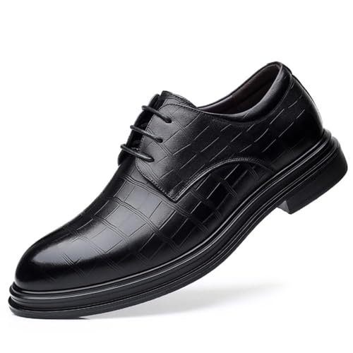 Men Oxford Leather Dress Shoes Pointed Toe Brogue Lace Up Platform Classic Formal Business Wedding Tuxedo Genuine Leather Low Top Office Comfortable