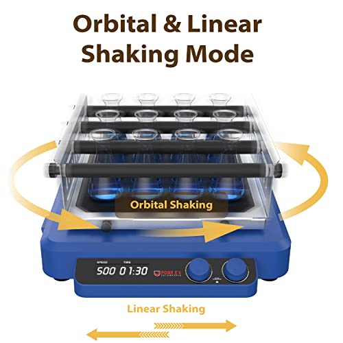 4E's Usa Orbital And Linear Shaker - Adjustable Speed 20-500 Rpm Orbital Shaker, 7.5 Kg Loading Capacity Laboratory Shaker Mixer With Both Orbital Linear Shaking Mode, Continuous And Timed Operations #TOP4