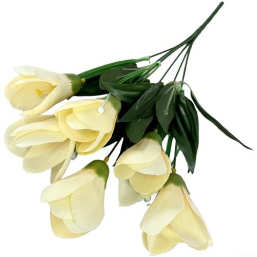 Tulipanes artificiales decorativos de 38 cm con tallos de seda de plástico para fiestas 8